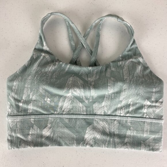 Lululemon Energy Longline Bra Size 2 Chevron Jacquard Silver Blue Womens 6 - Picture 1 of 5